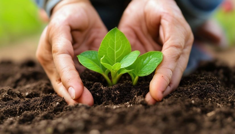 Person planting seeds and seeing plants grow