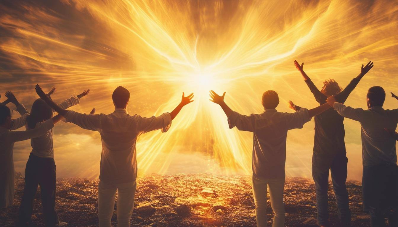 people with open arms accepting the holy spirit